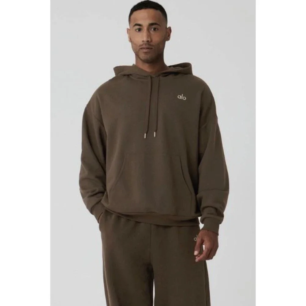 Alo Yoga Accolade Hoodie Espresso Brown Pullover Sweatshirt